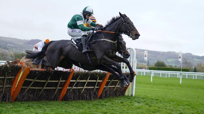 Donal McInerney riding Blazing Khal clear the last to win The Ballymore Novices’ Hurdle at Cheltenham last November. Photograph: Alan Crowhurst/Getty Images