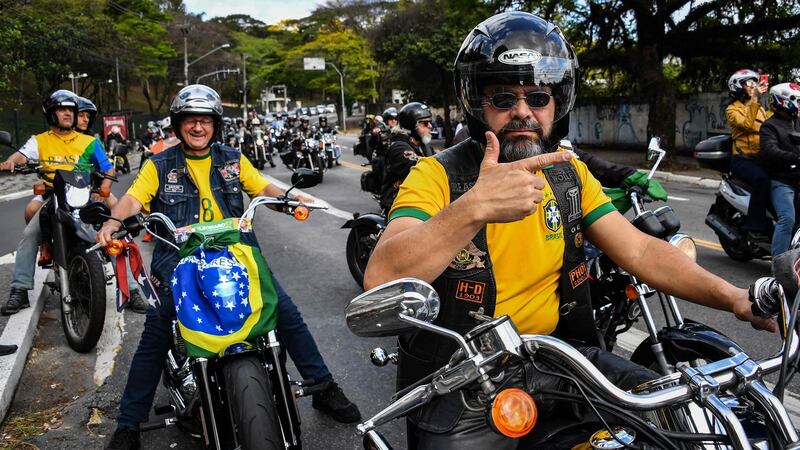 Supporters of Brazilian right-wing presidential candidate Jair Bolsonaro in front of the hospital in Sao Paulo to which their leader was admitted on September 7th after being stabbed at rally. Photograph:Nelson Almeida