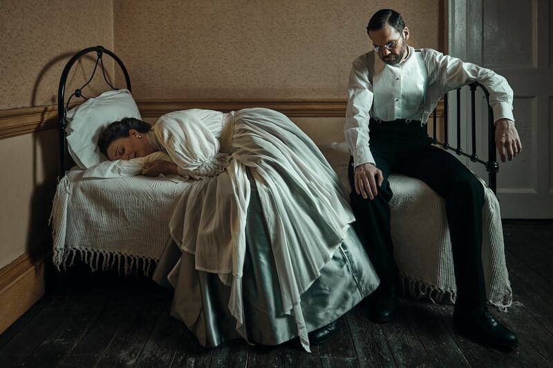 Marty Rea (as Gabriel Conroy) and Maeve Fitzgerald (as Gretta) in James Joyce’s The Dead from Friday, November 22nd, until Sunday, January 12th, at MoLI, Dublin. Photograph: Patricio Cassinoni