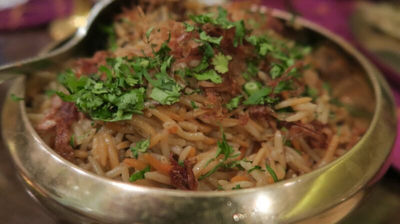 A fragrant vegetable biryani.