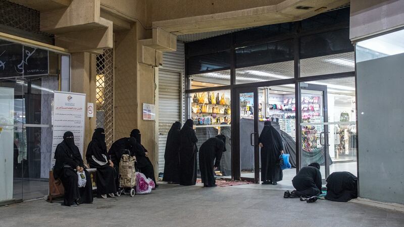 Prayer time at a shopping mall in Riyadh. Photograph: Iman Al-Dabbagh/New York Times