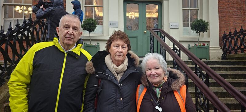 Maurice Sheehan, Aoife Worn and Jennifer Murphy attended the protest in solidarity with the Oyekanmi family. Photograph: Órla Ryan
