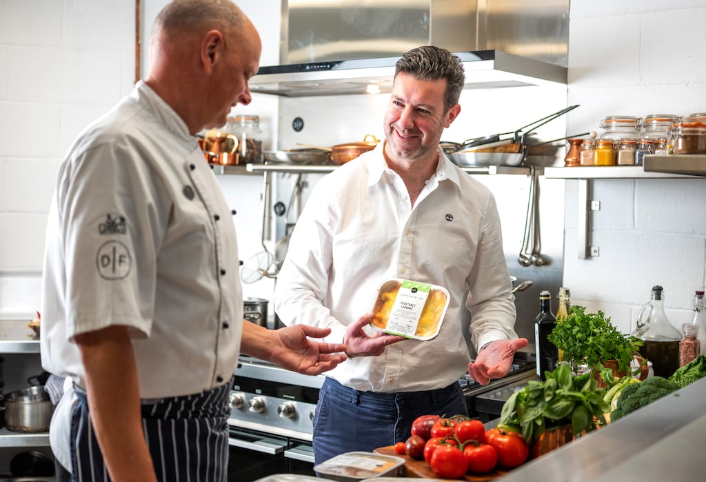 John Dunne, executive head chef and Joe Doyle, general manager of Donnybrook Fair, in the development kitchen in Dublin
