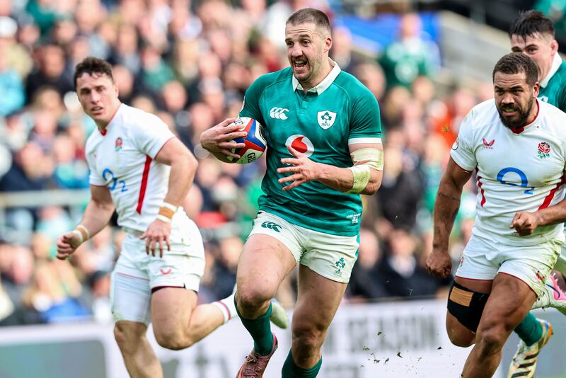 Ireland's Stuart McCloskey makes a run. Photograph: Billy Stickland/Inpho