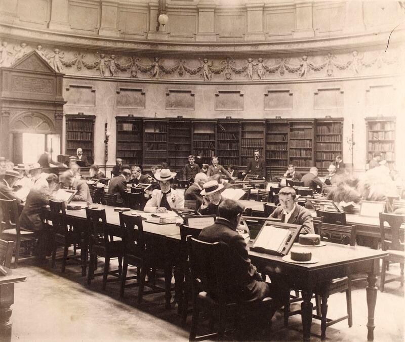 National Library of Ireland: the original, shared desks were abandoned for encouraging talking