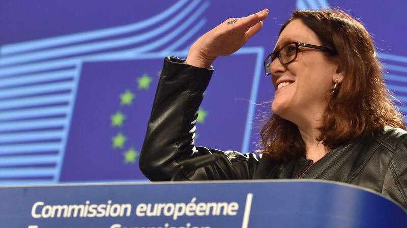 European Commissioner Cecilia Malmstrom holds a news conference in Brussels, Belgium March 7, 2018. Photograph: Eric Vidal /  REUTERS