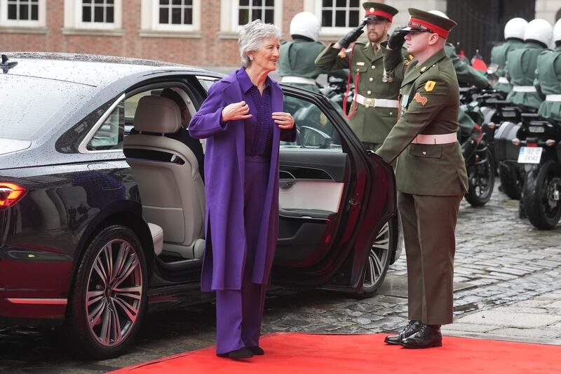 Catherine Connolly arrives at Dublin Castle ahead of her inauguration as Ireland's 10th president. Photo: Brian Lawless/PA Wire