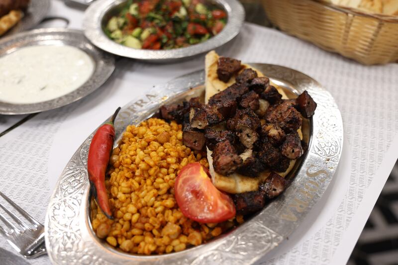 Lamb liver skewers on flatbreads at Sofra on Liffey Street, Dublin. Photograph: Bryan O’Brien