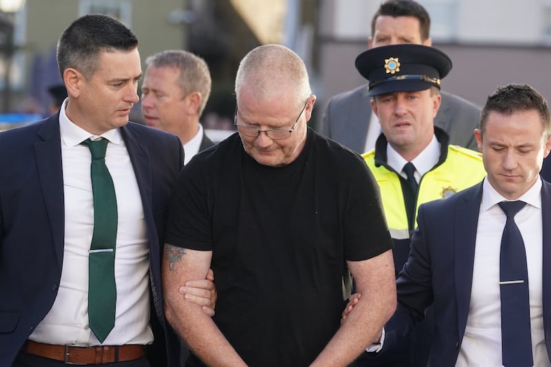 Richard Satchwell arrives at the District Court in Cashel, Co Tipperary, charged in connection with the murder of his wife Tina Satchwell in October 2023. Photograph: Brian Lawless/PA Wire