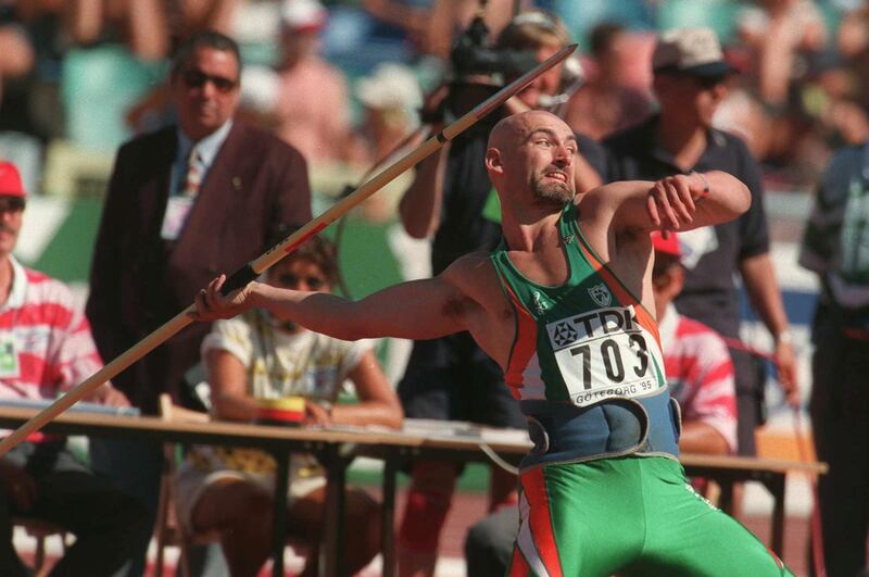 Terry McHugh: he still holds the Irish senior record  for the javelin with his 82.75m set back in 2000. Photograph: Tom Honan/Inpho