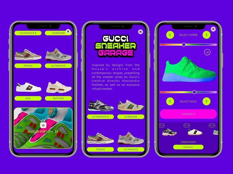 Gucci Sneaker Garage: The Virtual 25 are the luxury brand’s ‘first digital model’. Photograph: Gucci