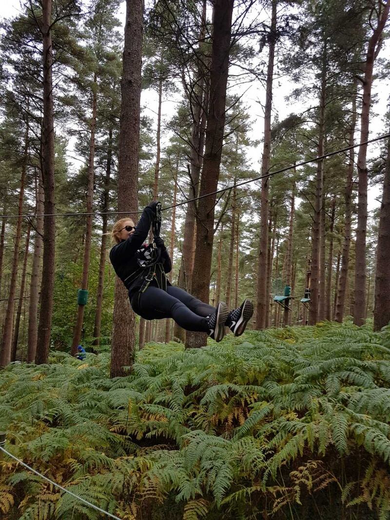Rachel Flaherty relishing her zip lining experience. “It is my first time doing anything like this and it is daunting, but also very exciting.”