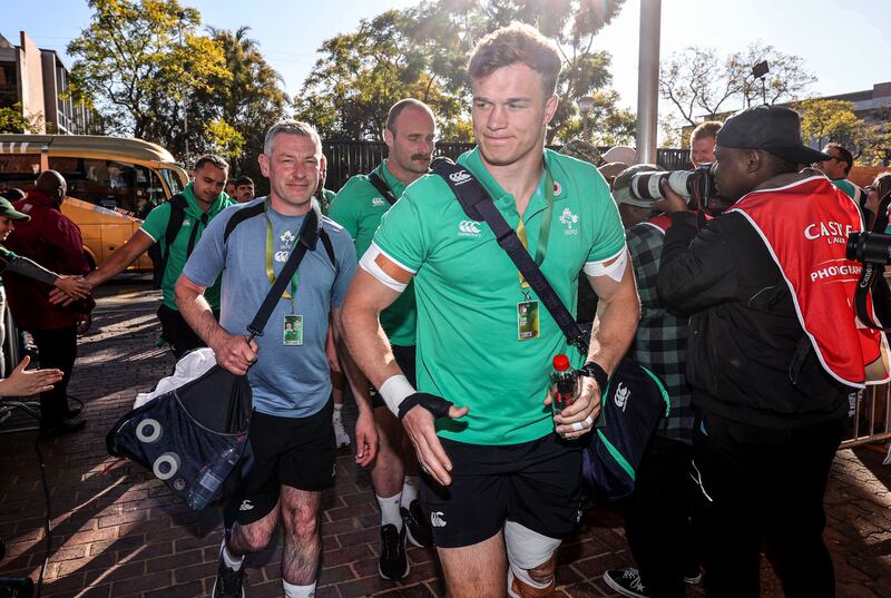 Ireland’s Josh van der Flier arrives ahead of the first Test vs South Africa. Photograph: Dan Sheridan/Inpho
