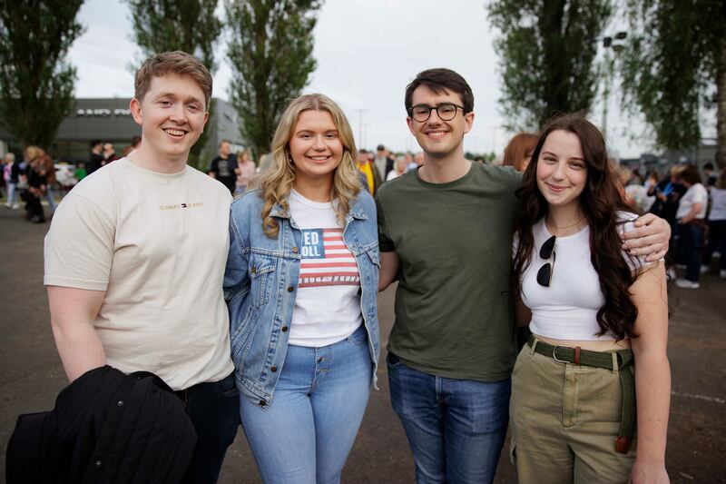 Fans (from left) Samuel McCord, Jodie Brown, Matthew Winning and Lauren Walker Photograph: Liam McBurney
