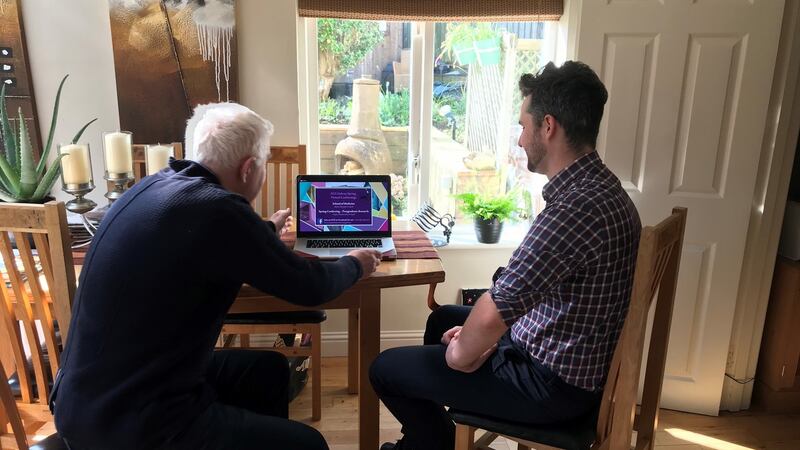 Dr Lorcán Ó Maoileannaigh sat down at the kitchen table with his father   in Rathfarnham, Dublin, and tuned into the NUIG online graduation ceremony on his laptop.