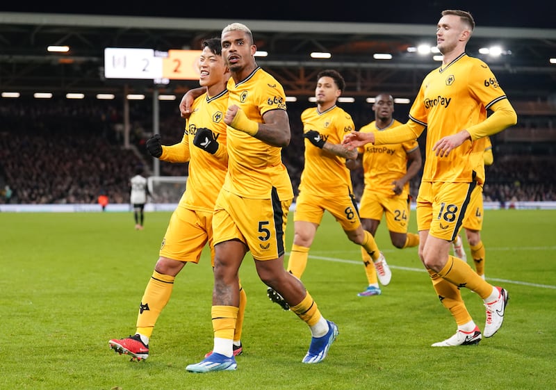 Wolverhampton Wanderers' Hwang Hee-Chan celebrates scoring. Photograph: Zac Goodwin/PA Wire