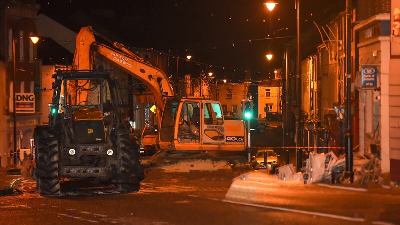 An ATM was taken from the wall of a Bank of Ireland in Ballybay, Co Monaghan ion the early hours of Sunday. Photograph:  Philip Fitzpatrick.