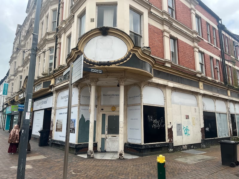 A derelict building in Newport city centre. Photograph: Mark Paul
