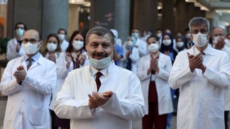 Turkish health minister Fahrettin Koca: has emphasised that Turkey’s healthcare system has been  vastly expanded over the last two decades under President Erdogan. Photograph: Turkish Health Ministry