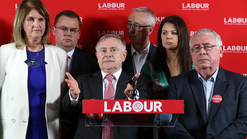 Labour Party leader Brendan Howlin (centre)  with Joan Burton (far left). File photograph: Leah Farrell/RollingNews.ie