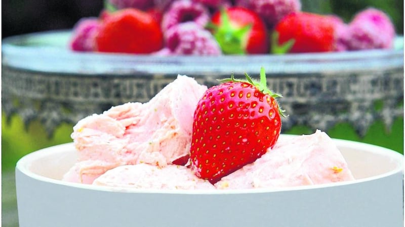 Strawberry and black pepper ice-cream