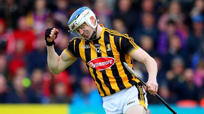 Kilkenny’s TJ Reid celebrates scoring the opening goal. Photograph: Oisin Keniry/Inpho