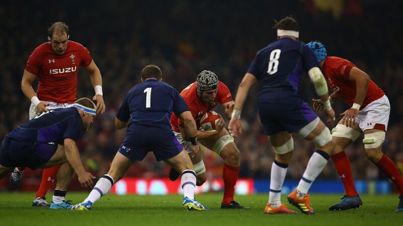 Wales flanker Dan Lydiate   runs with the ball. Photograph:  Getty Images