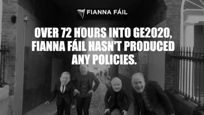 Screen Grab from spoof video released by Fine Gael and later deleted.