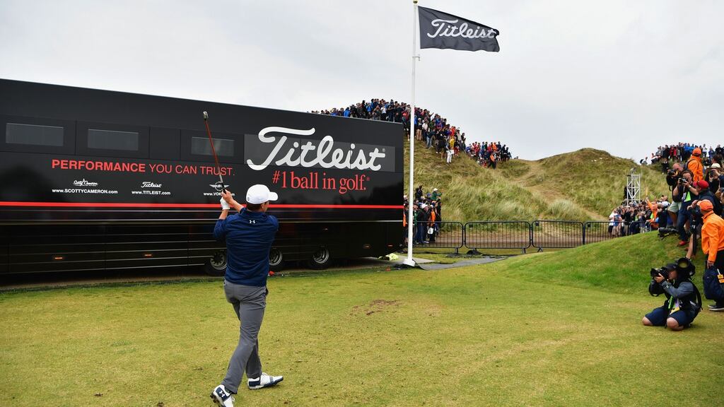 Jordan Spieth hits his third shot from the practice range on the 13th hole during the final round of the 146th Open Championship at Royal Birkdale. Photo: Stuart Franklin/Getty Images