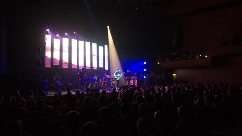 Sufjan Stevens performs at The Helix on August 28, 2015 in Dublin, Ireland. Photograph:  Kieran Frost/Redferns