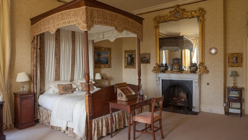 One of the guest bedrooms in Clonalis House, Co Roscommon. Photograph: James Fennell