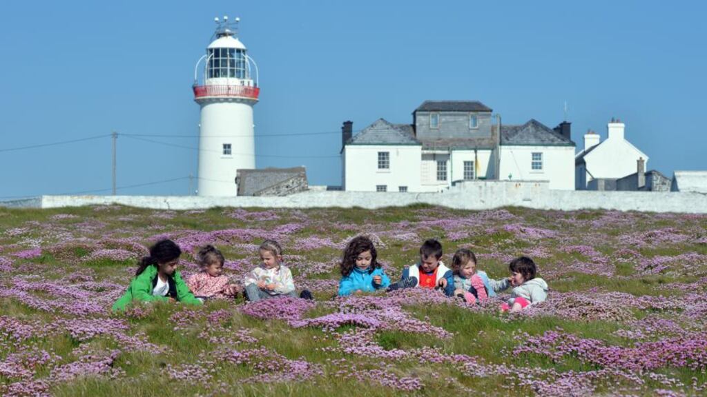 Best Place to Holiday in Ireland: Mo Sheedy, Orla and Hannah Connolly, Mel Sheedy, Mikey, Kate and Niamh Bogenberger at Loop Head Lighthouse. Photograph: Alan Betson