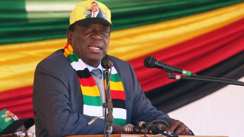 President Emmerson Mnangagwa addressing an election rally of his ruling Zanu-PF party in Mhondoro, Zimbabwe last year. Photograph: Philimon Bulawayo/Reuters