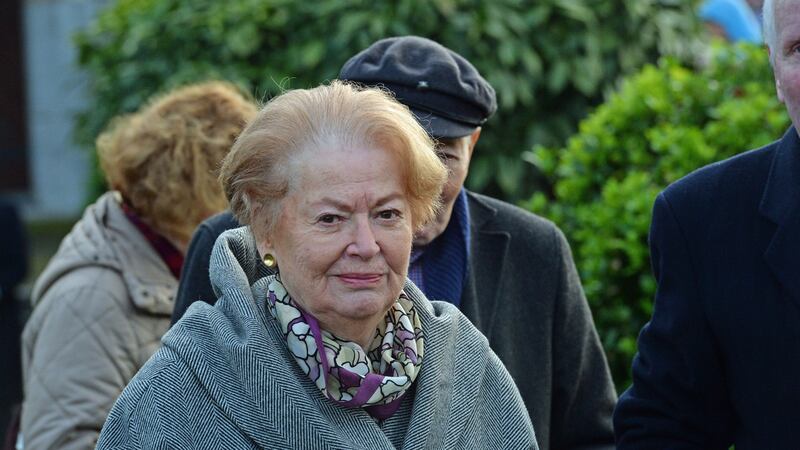 Gemma Hussey at the funeral Peter Sutherland in January. The former minister  has recalled the ferocity of the 1983 campaign.  “In some cases, families were split.” Photograph: Cyril Byrne