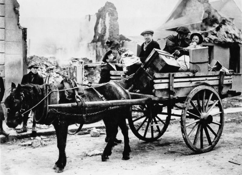 Refugees after the Sack of Balbriggan, Co Dublin, by the Black and Tans on  September 20th, 1920. Photograph: Getty Images