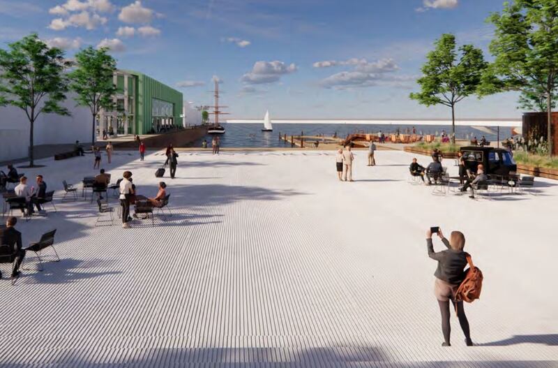 Dún Laoghaire Harbour masterplan: image of planned development of Pavilion Garden square. Image: Dún Laoghaire-Rathdown County Council