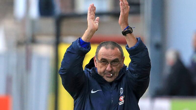Maurizio Sarri: “The Italian plastic-fag smoker with a love of jazz is getting a tune out of just about everybody in blue. And Abramovich is missing it.” Photograph:  Lindsey Parnaby/AFP/Getty