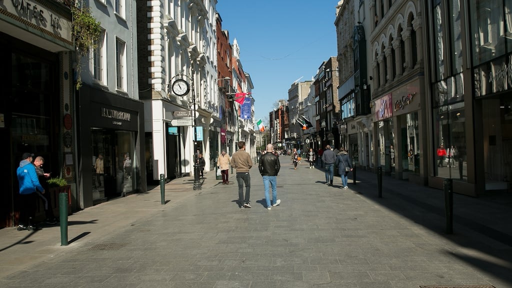 A quiet Grafton Street in Dublin city centre due to Covid-19. Photograph: Gareth Chaney/Collins