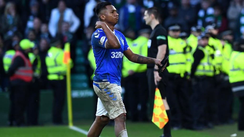 Rangers have claimed Alfredo Morelos was racially abused by Celtic fans during Sunday’s Old Firm. Photograph: Mark Runnacles/Getty