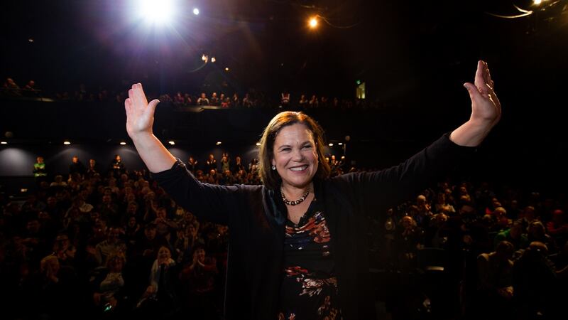 Sinn Féin rally at Liberty Hall with Sinn Féin president Mary Lou McDonald. Photograph: Tom Honan