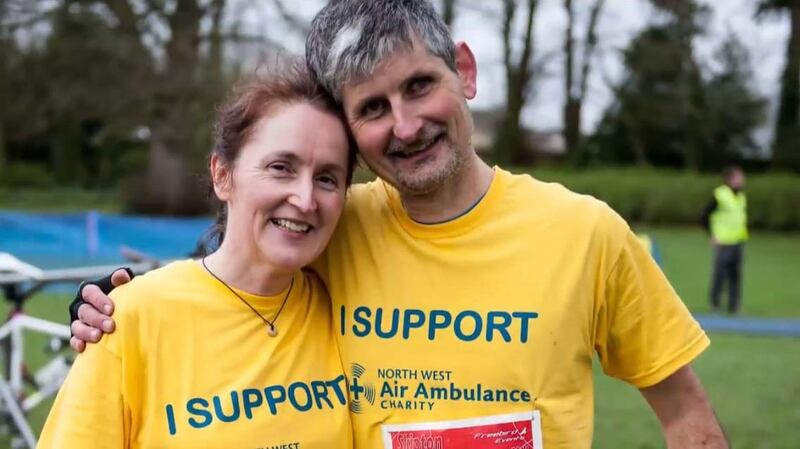 In January 2007, Jason Le Masurier was kite-surfing on Blackpool Beach when tragedy struck, leaving him paralysed down his left-hand side. At the time, he was told he might not  walk again. This weekend, he is running the Dublin City Marathon. Photographed with his wife Liz