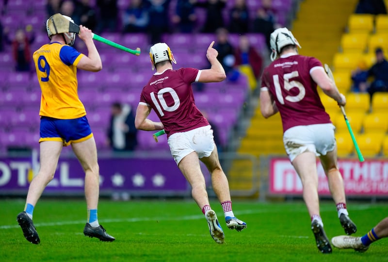 Barry O'Connor of St Martin's celebrates his goal against Na Fianna. Photograph: Inpho