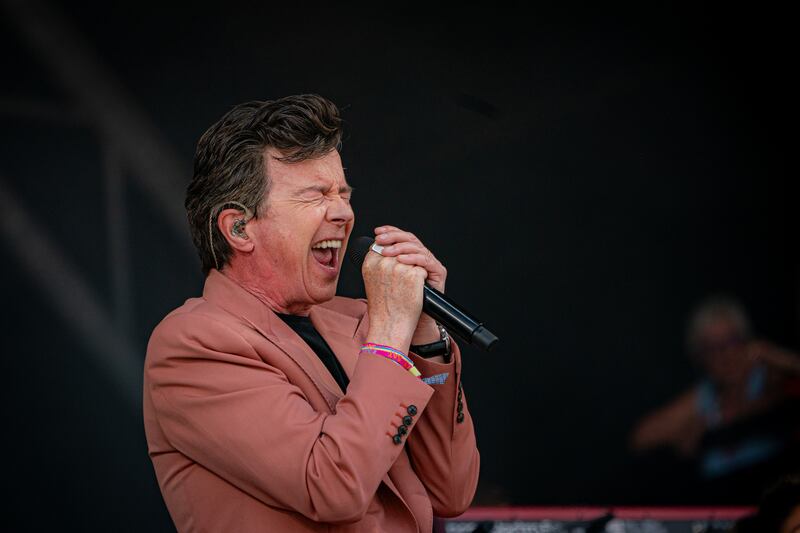 Glastonbury 2023: Rick Astley performs on the Pyramid Stage at this year's festival. Photograph: Ben Birchall/PA Wire
