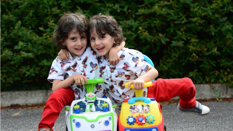 Twins: Hassan and Hussein Benhaffaf last August. Photograph: Bryan O’Brien