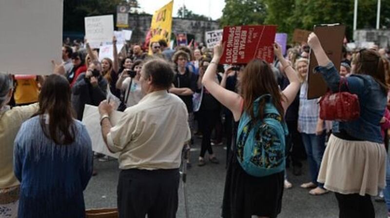Protesting for and against: The poll suggests that younger voters are more pro-choice, though support for a repeal of the Eighth Amendment to allow for only limited access to abortion is strong across all areas, demographics and parties. File photograph: Getty Images