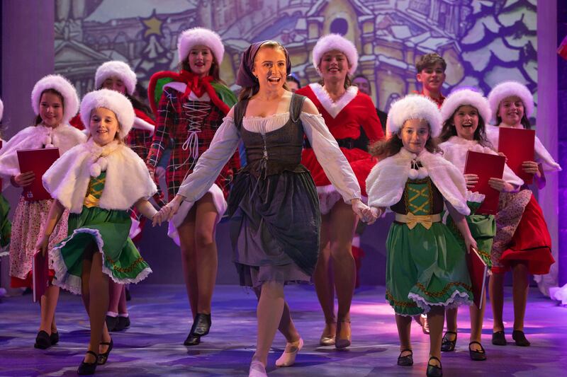 Cinderella: Leah Barniville with members of the young cast. Photograph: Darragh Kane