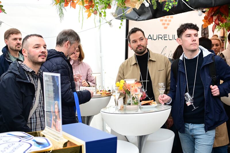 A tasting session at Aurelius Wines during National Wine Day in Chisinau’s National Assembly Square. Photograph: Gicu Isac