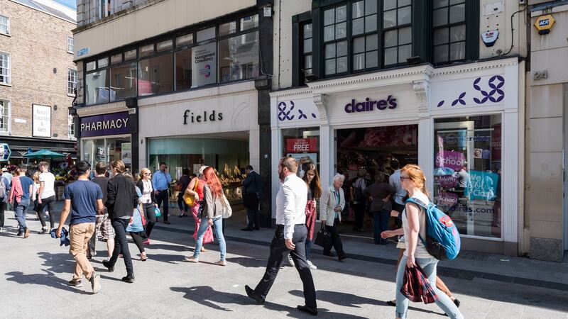 21-23 Grafton Street, rented by Hickey’s Pharmacy,  Fields Jewellers and  Claire’s Accessories, are to be sold as Lot 1 in the  Grafton Collection portfolio. Photograph: Tony Healy