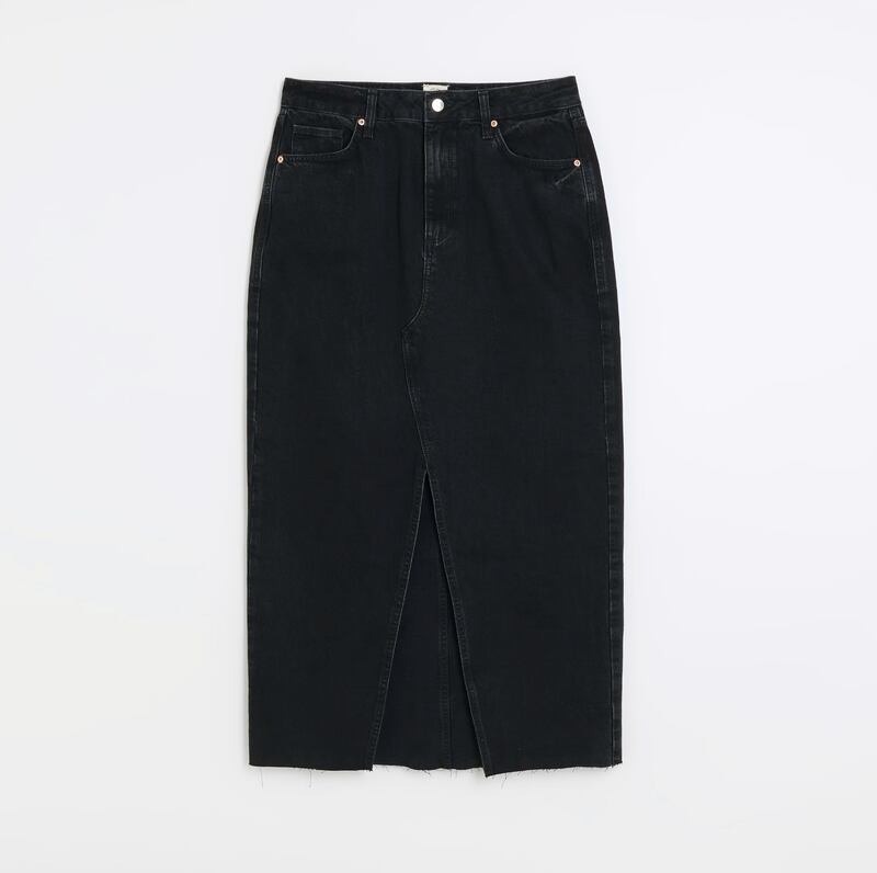 Denim midi skirt, €46, River Island