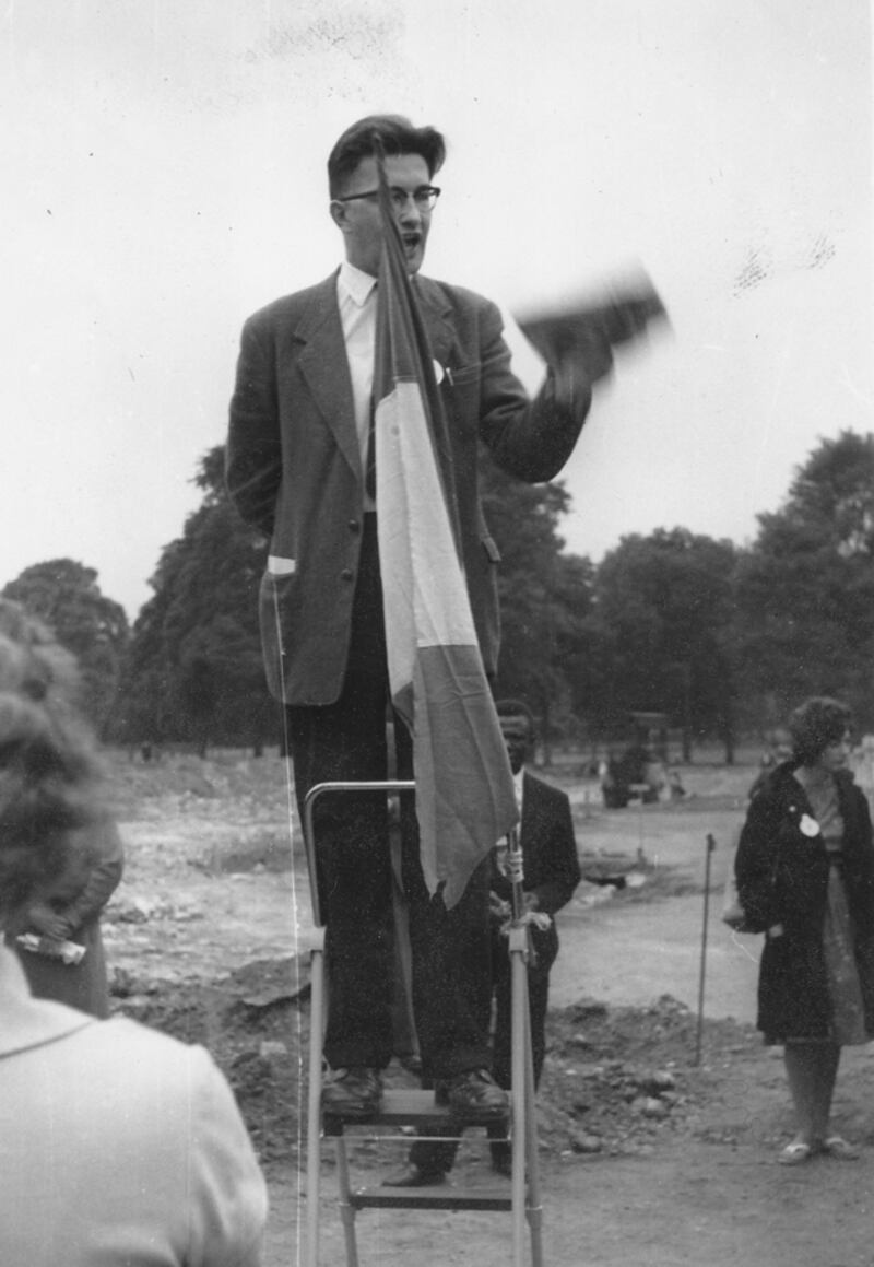 Anthony Coughlan at Speakers’ Corner in Hyde Park, London in the 1950s